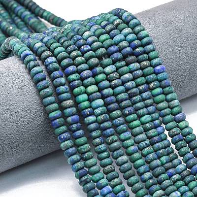 Нити бусин из окрашенной натуральной хризоколлы и лазурита G-P575-A35-6x4mm-1
