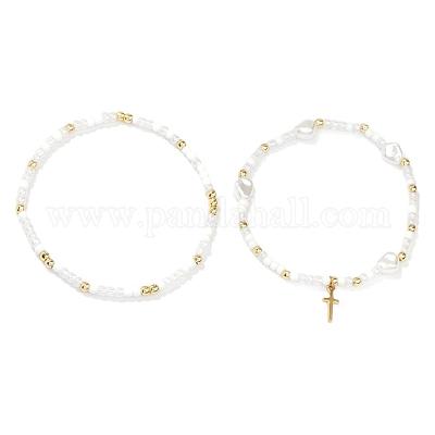 2 шт. эластичные плетеные браслеты из искусственного жемчуга в богемном стиле для женщин KR5693-3-1