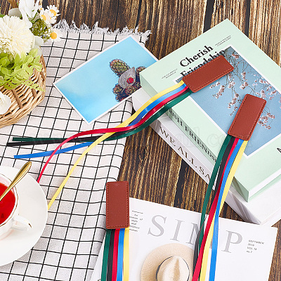 Закладки из искусственной кожи с разноцветными лентами AJEW-WH20002-70I-1