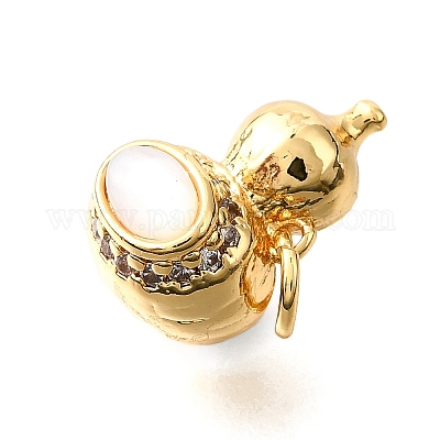 Подвески в форме ракушек из латуни с микропаве и кубическим цирконием KK-D356-17G-1