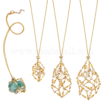 3 шт. латунные кабельные цепочки макраме мешочки ожерелья NJEW-WR00006-1