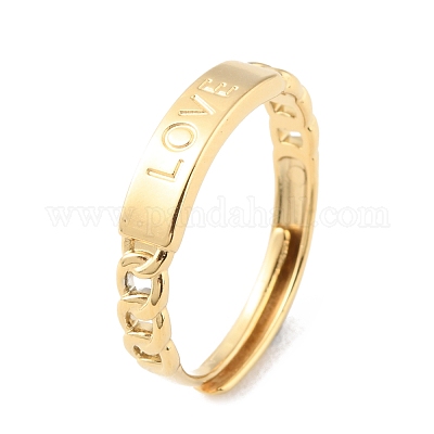 Прямоугольные регулируемые кольца из нержавеющей стали 304 с надписью «любовь» на день святого Валентина RJEW-D002-39G-1