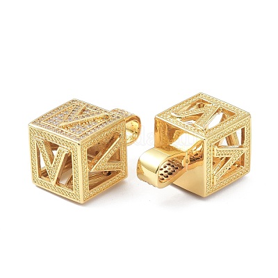 Кулоны из латуни с микропейвом и прозрачным фианитом ZIRC-O045-01G-V-1