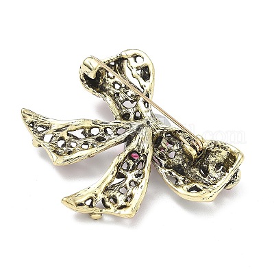 Броши-бабочки из сплава со стразами для одежды рюкзака JEWB-M071-05AG-1