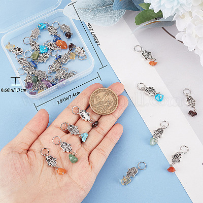 4 комплект 7 стилей подвесок из сплава с чакрами и смешанной каменной крошкой FIND-CN0001-30-1