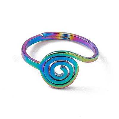 Ионное покрытие (ip) 201 нержавеющая сталь вихревое регулируемое кольцо для женщин RJEW-C045-07M-1