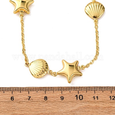 Женские ожерелья-цепочки в форме звезд и ракушек из нержавеющей стали 304 NJEW-G178-08G-1