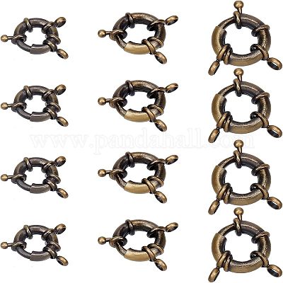 12 шт. 3 стиля латунных пружинных кольцевых застежек KK-FH0004-11-1