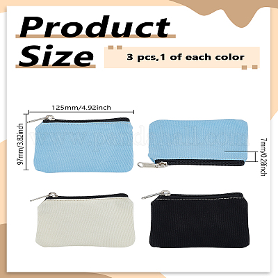 3 шт. 3-х цветные сменные кошельки из холщовой ткани на молнии&nbsp;ABAG-LP0001-89B-1