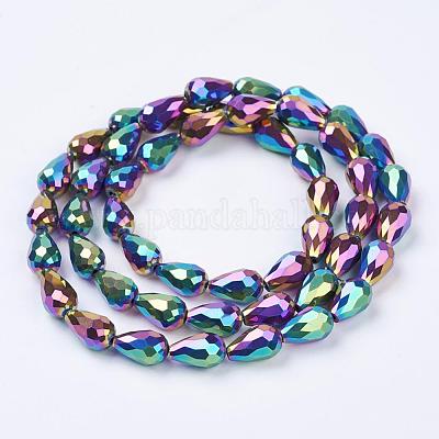 Стеклянные бусины с гальваническим покрытием  EGLA-D017-15x10mm-4-1