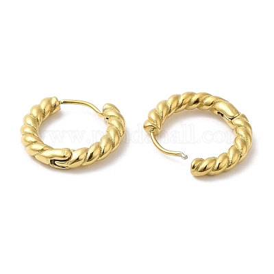 Серьги-кольца из витой веревки из нержавеющей стали 304 EJEW-I286-01G-1