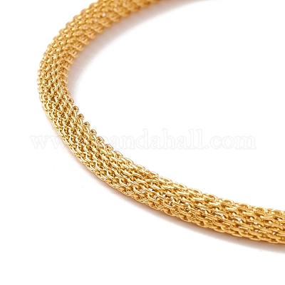 Браслет-слайдер из нержавеющей стали 304 с круглым подвесом и цепочкой из круглой сетки для женщин с вакуумным покрытием PVD BJEW-C013-02G-1