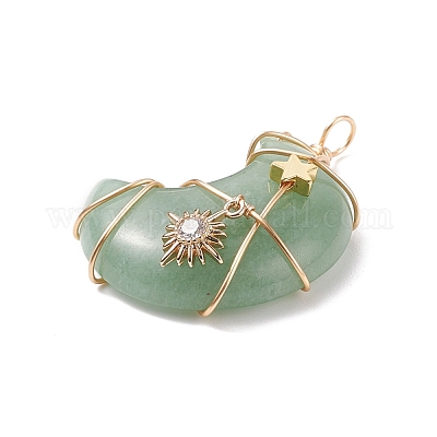 Подвески из медной проволоки с натуральными и синтетическими драгоценными камнями PALLOY-JF01702-1