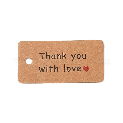 100 шт. крафт-бумага слово «спасибо» с подарочными бирками с принтом «любовь» CDIS-H007-12A-1