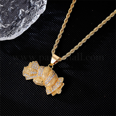 Латунные ожерелья с подвеской в виде доллара с прозрачным кубическим цирконием для мужчин DC8712-1