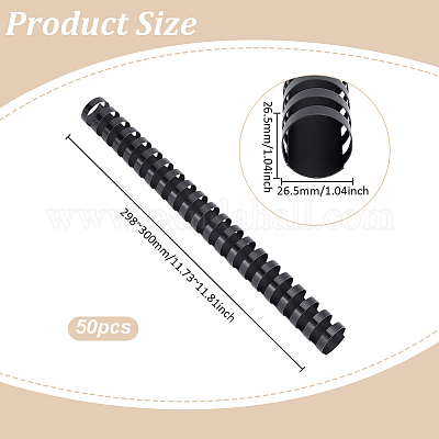 プラスチックワイヤーバインダーコーム  綴じ背  ブラック  298~300x26.5x26.5mm&nbsp;KY-WH0036-160-1
