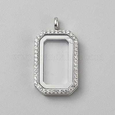 Подвески из сплава фоторамок со стеклом PALLOY-WH0120-15P-1