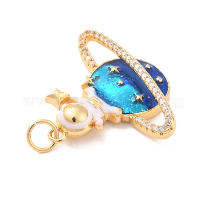 Экологически чистый кубический цирконий из латуни с эмалевыми подвесками KK-K268-22G-1