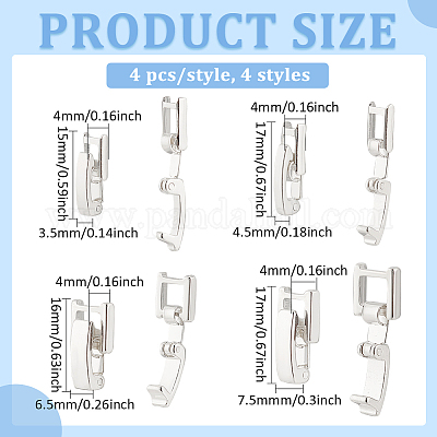 16 шт. 4 стиля экологически чистых латунных застежек для часового ремешка KK-BC0012-70-1