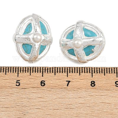 Гальванизированные синтетические бирюзовые бусины KK-K362-15S-1