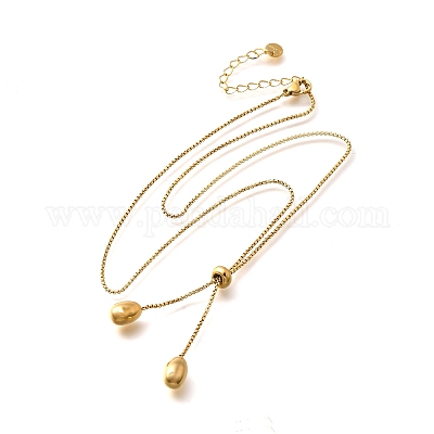 Ожерелья-лариаты из нержавеющей стали 304 с подвеской в виде капли для женщин NJEW-U031-01G-1