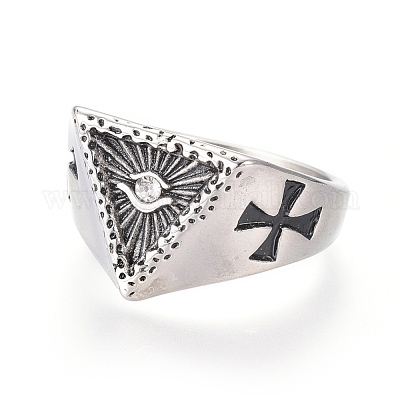 Перстни-печатки из нержавеющей стали 304 для мужчин RJEW-D073-27-AS-1