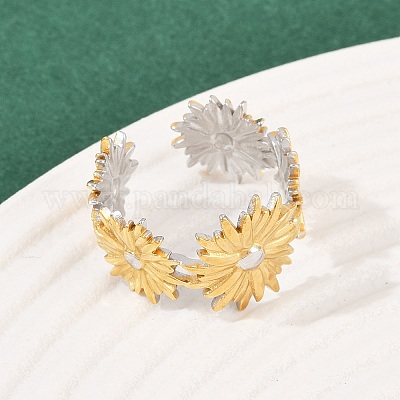 Двухцветные манжетные кольца из нержавеющей стали 304 RJEW-S635-01GP-09-1