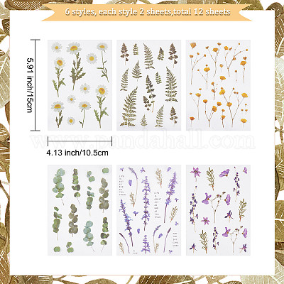 Wholesale CRASPIRE Transparent Flower Stickers 12 Sheet 6 Styles