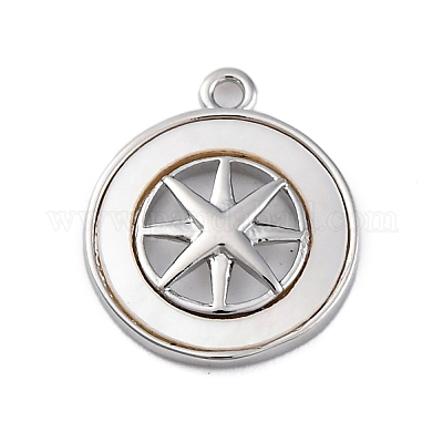 Латунный паве натуральный ракушка плоский круглый с подвесками в виде звезд KK-P289-06P-1