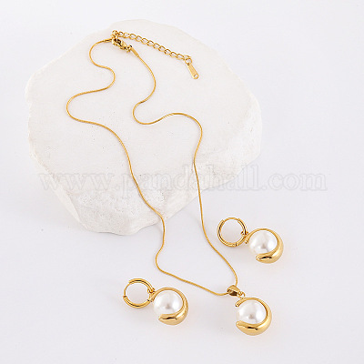 Комплекты из ожерелий и серег-колец из нержавеющей стали 304 PO6215-3-1