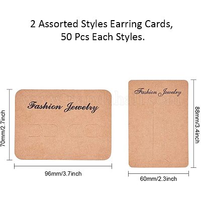 Hairbow Center Earring Display Cards White - 50 Cards