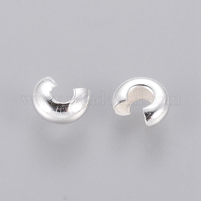 Wholesale Silver Color Plated Brass Crimp End Beads Covers for Jewelry  Making 