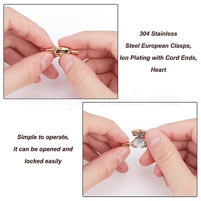 4 комплект из 2 стилей европейских застежек из нержавеющей стали 304 STAS-UN0020-75-1