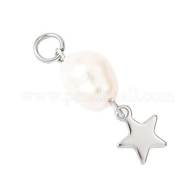 3 шт. 3 стиля натурального культивированного пресноводного жемчуга риса с подвесками в виде луны PALLOY-JF04583-02-1