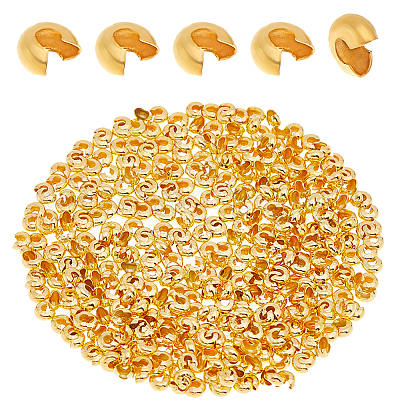 400 шт. Латунные крышки для обжимных бусин KK-DC0004-78G-1