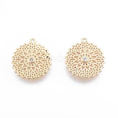 Латунные микропаве прозрачные подвески с фианитом KK-F841-09G-1