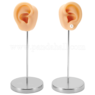 2 шт. 2 стиля силиконовые модели ушей в форме сережек с металлической опорой DIY-UN0007-53-1
