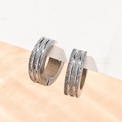 Серьги-кольца из нержавеющей стали Sand Flash 304 для женщин EJEW-M001-22P-1