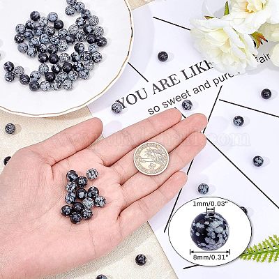 Природные снежинка обсидиан бисер нитей G-OC0001-49-1