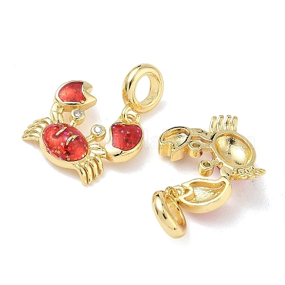 Европейские подвески-подвески в виде красного краба из латуни с эмалью KK-L256-41B-G-1