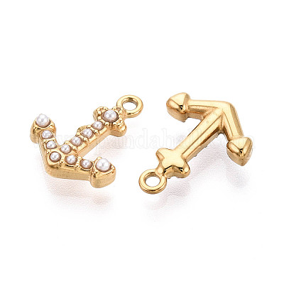 Подвески в форме стрелы из нержавеющей стали 304 и искусственного жемчуга ABS STAS-T072-68G-1