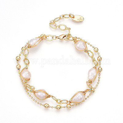 Латунь многожильных браслеты BJEW-N031-01G-1