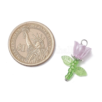 Подвески из акриловых бусин и пластиковых бусин с имитацией жемчуга и японского бисера PALLOY-JF03826-01-1