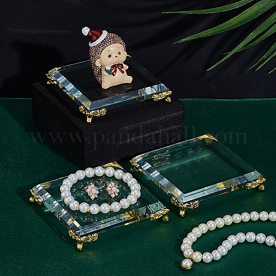 Квадратные прозрачные стеклянные подставки для дисплеев AJEW-WH0816-099G-1