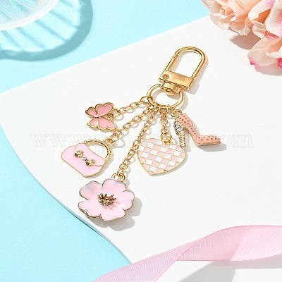 Подвеска из сплава с эмалью «цветок/сумка/сердце» HJEW-FS00025-04-1