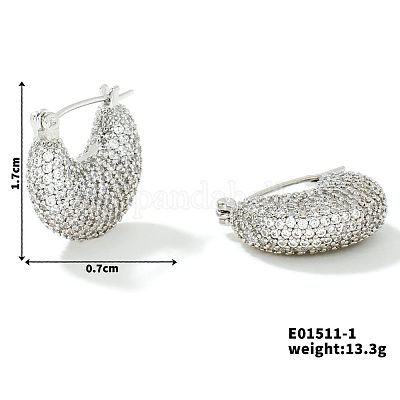 Серьги-кольца из латуни со стразами в форме луны для осени и зимы JO3025-1-1