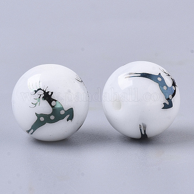 Рождественские непрозрачные стеклянные бусины X-EGLA-R113-03E-1