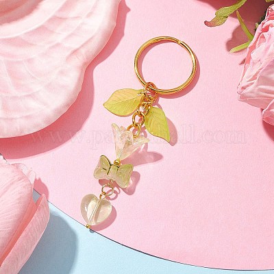 Стеклянные подвески с бантом и сердечком KEYC-JKC00691-02-1