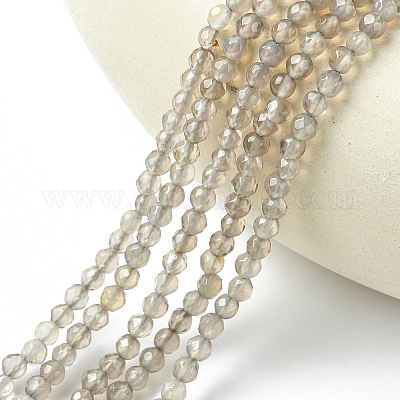 Нить круглых бусин из натурального серого агата G-L084-4mm-08-1