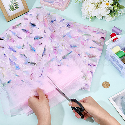 Нейлоновая ткань с рисунком перьев DIY-WH20066-004C-1